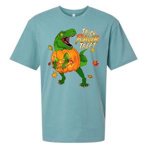 Trick RAWR Treat T-Rex Funny Halloween Sueded Cloud Jersey T-Shirt