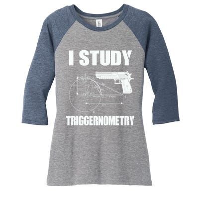 Triggernometry Pistol Women's Tri-Blend 3/4-Sleeve Raglan Shirt