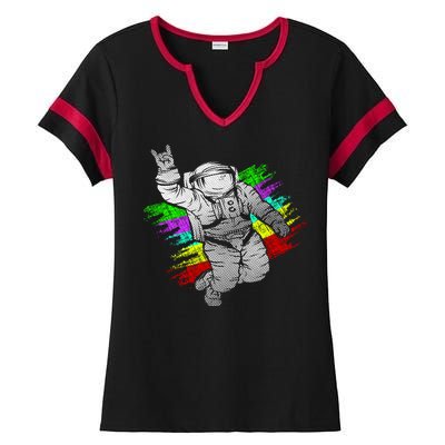 Trippy Astronaut Ladies Halftime Notch Neck Tee