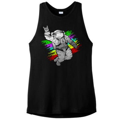 Trippy Astronaut Ladies PosiCharge Tri-Blend Wicking Tank