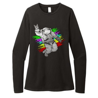 Trippy Astronaut Womens CVC Long Sleeve Shirt