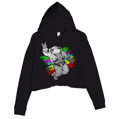 Trippy Astronaut Crop Fleece Hoodie