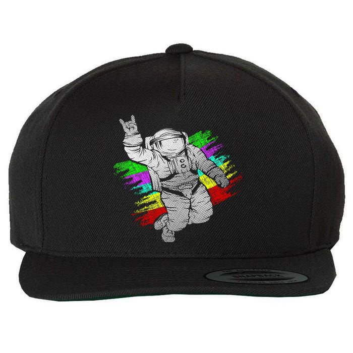 Trippy Astronaut Wool Snapback Cap