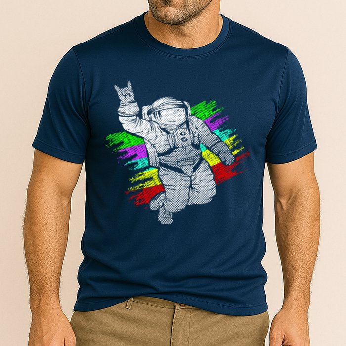Trippy Astronaut Cooling Performance Crew T-Shirt