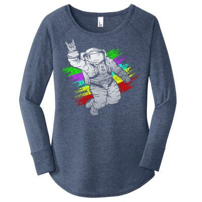 Trippy Astronaut Women's Perfect Tri Tunic Long Sleeve Shirt