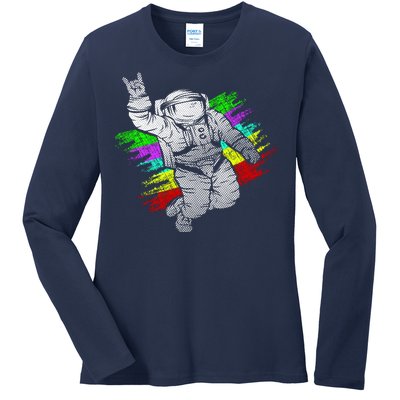 Trippy Astronaut Ladies Long Sleeve Shirt