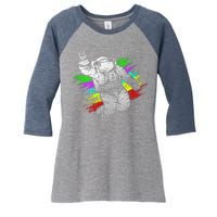 Trippy Astronaut Women's Tri-Blend 3/4-Sleeve Raglan Shirt