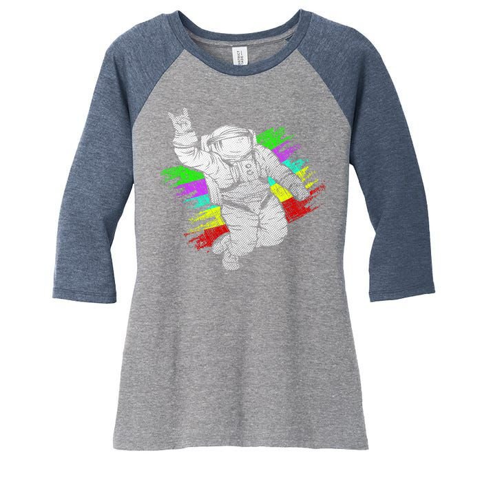 Trippy Astronaut Women's Tri-Blend 3/4-Sleeve Raglan Shirt