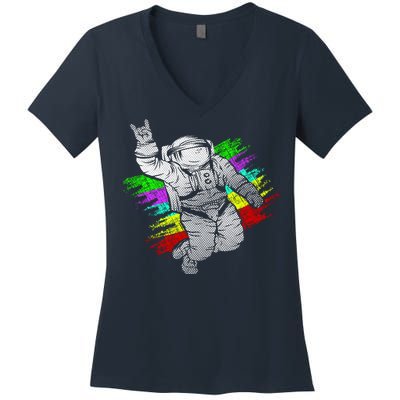 Trippy Astronaut Women's V-Neck T-Shirt