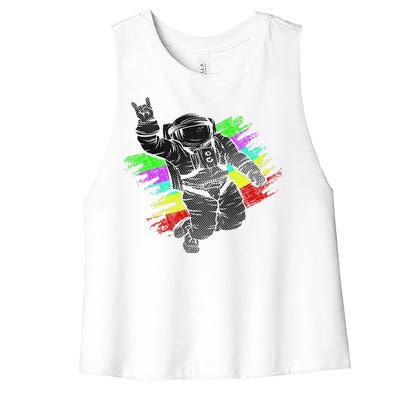 Trippy Astronaut Women's Racerback Cropped Tank