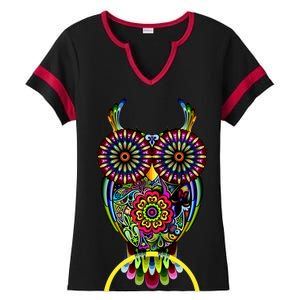 Trippy Big Eyed Owl Ladies Halftime Notch Neck Tee