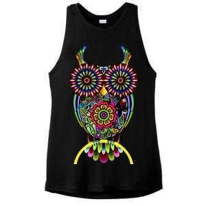 Trippy Big Eyed Owl Ladies PosiCharge Tri-Blend Wicking Tank