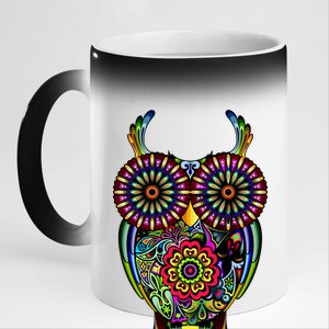 Trippy Big Eyed Owl 11oz Black Color Changing Mug