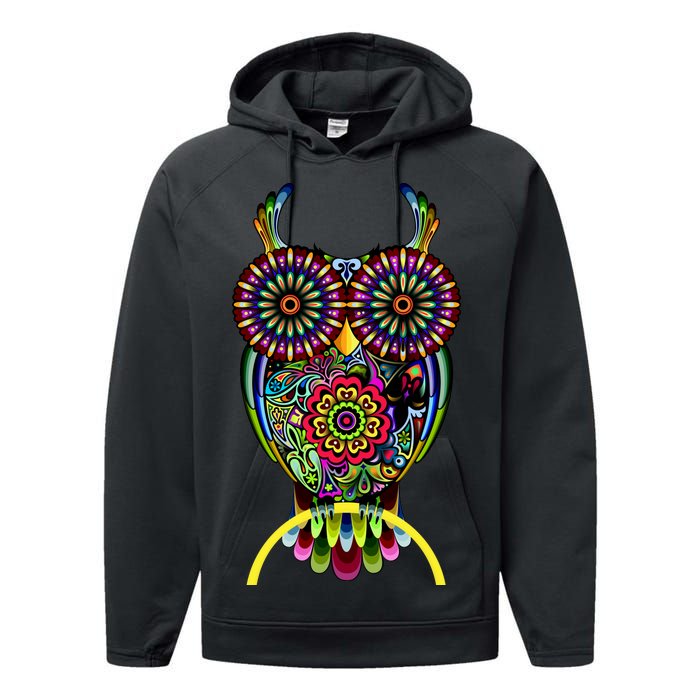 Trippy Big Eyed Owl Performance Fleece Hoodie