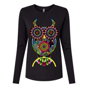 Trippy Big Eyed Owl Womens Cotton Relaxed Long Sleeve T-Shirt