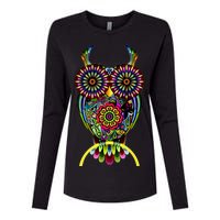 Trippy Big Eyed Owl Womens Cotton Relaxed Long Sleeve T-Shirt