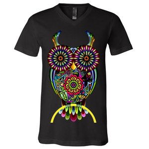 Trippy Big Eyed Owl V-Neck T-Shirt