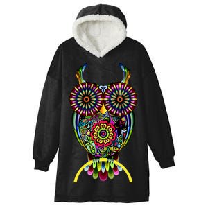 Trippy Big Eyed Owl Hooded Wearable Blanket