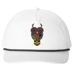 Trippy Big Eyed Owl Snapback Five-Panel Rope Hat