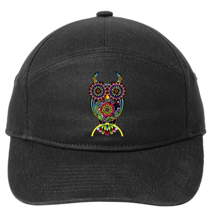 Trippy Big Eyed Owl 7-Panel Snapback Hat