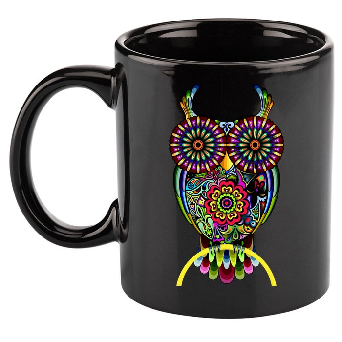 Trippy Big Eyed Owl 11oz C Handle Ceramic Mug