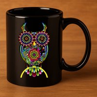 Trippy Big Eyed Owl 11oz C Handle Ceramic Mug