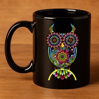 Trippy Big Eyed Owl 11oz C Handle Ceramic Mug