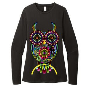 Trippy Big Eyed Owl Womens CVC Long Sleeve Shirt