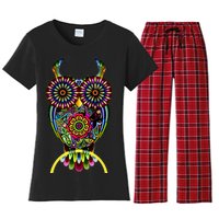 Trippy Big Eyed Owl Women's Flannel Pajama Set