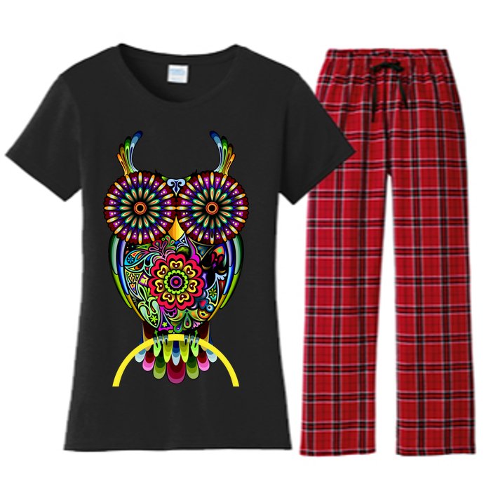 Trippy Big Eyed Owl Women's Flannel Pajama Set