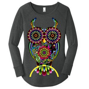 Trippy Big Eyed Owl Women's Perfect Tri Tunic Long Sleeve Shirt