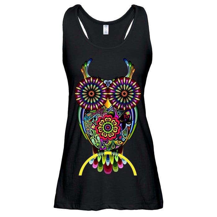 Trippy Big Eyed Owl Ladies Essential Flowy Tank