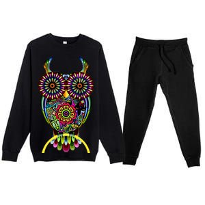 Trippy Big Eyed Owl Premium Crewneck Sweatsuit Set