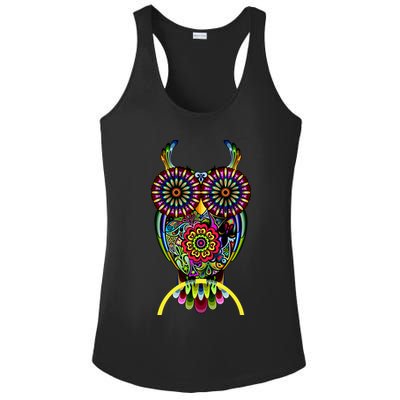 Trippy Big Eyed Owl Ladies PosiCharge Competitor Racerback Tank