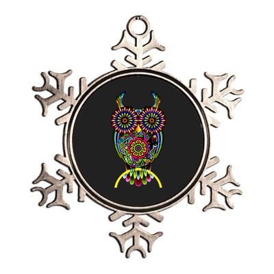 Trippy Big Eyed Owl Metallic Star Ornament