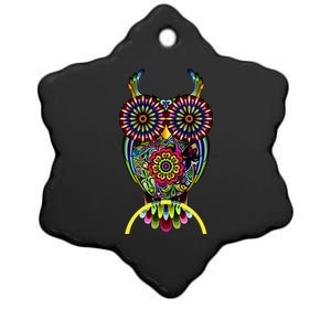 Trippy Big Eyed Owl Ceramic Star Ornament