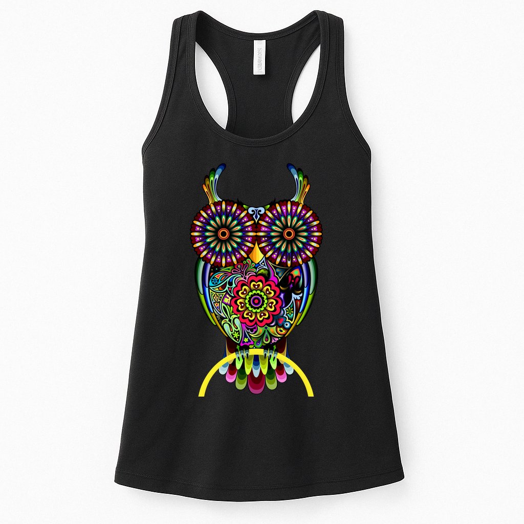 Trippy Big Eyed Owl Womens Tank Top