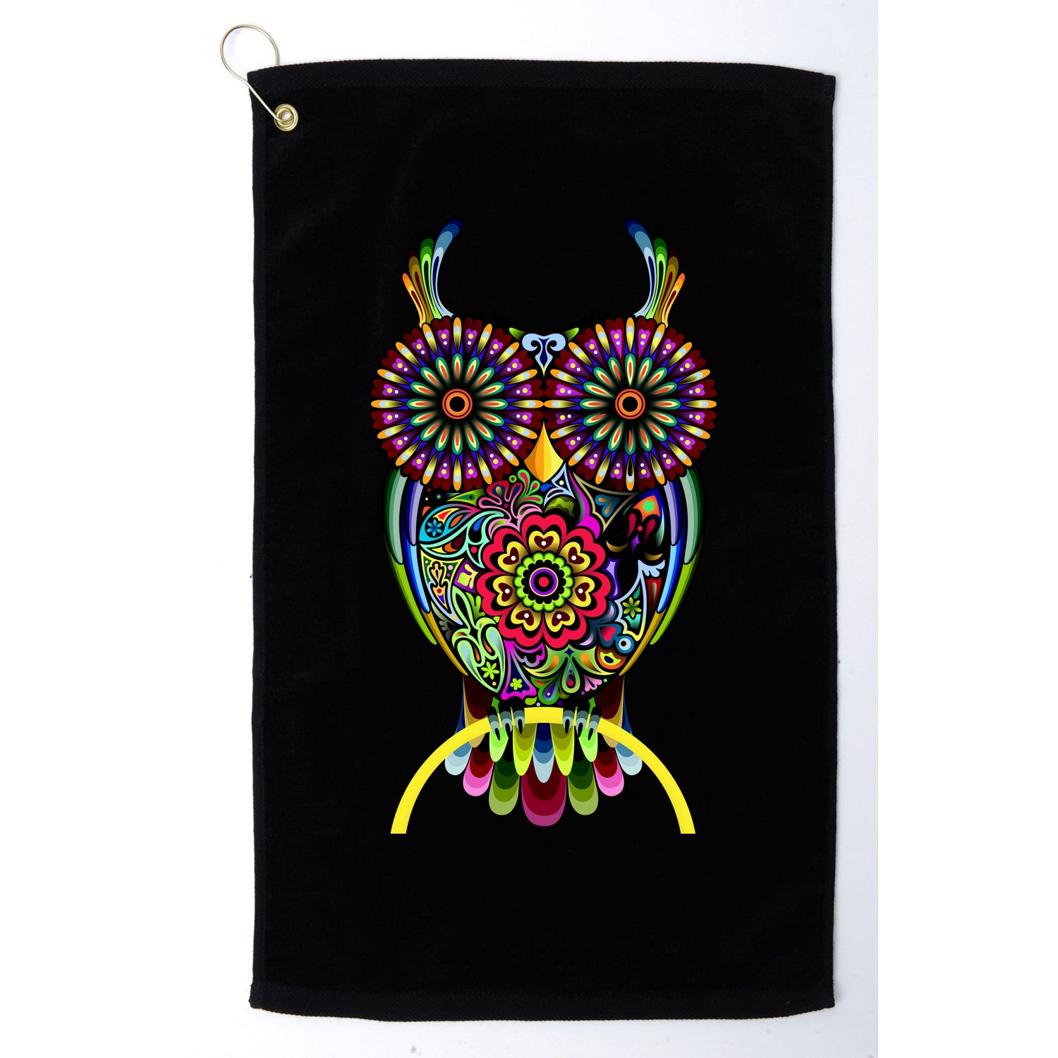 Trippy Big Eyed Owl Golf Towel