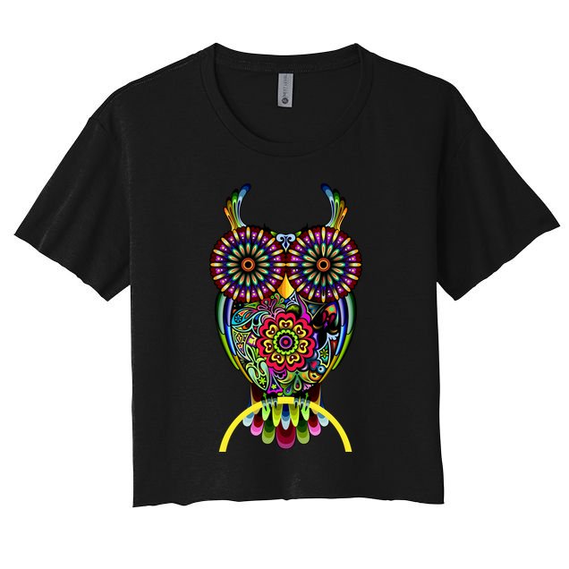 Trippy Big Eyed Owl Crop Top