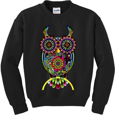Trippy Big Eyed Owl Kids Sweatshirt
