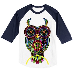 Trippy Big Eyed Owl Baseball Sleeve Shirt