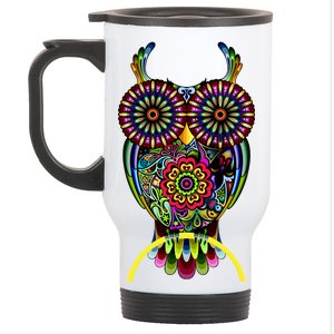 Trippy Big Eyed Owl Stainless Steel Travel Mug