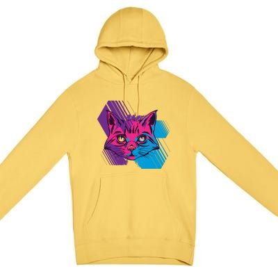 Trippy Cat Face Premium Pullover Hoodie