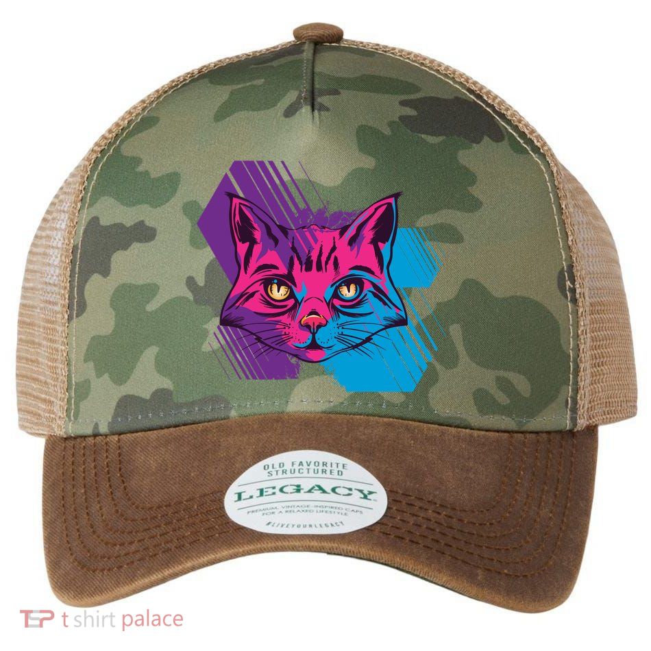 Trippy Cat Face Legacy Tie Dye Trucker Hat
