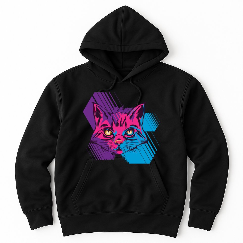 Trippy Cat Face Hoodie