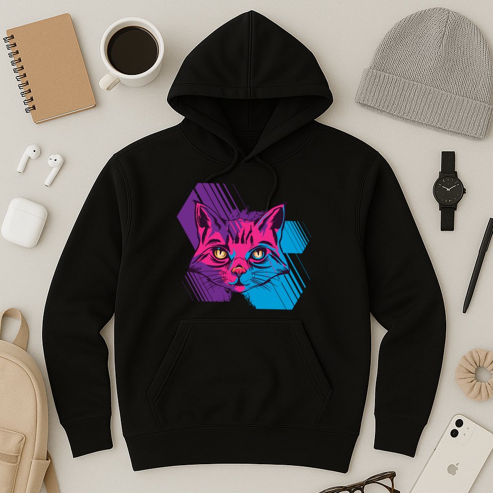Trippy Cat Face Hoodie