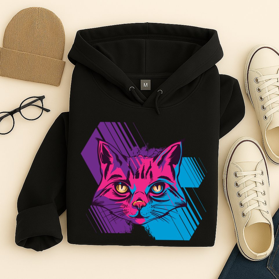 Trippy Cat Face Hoodie