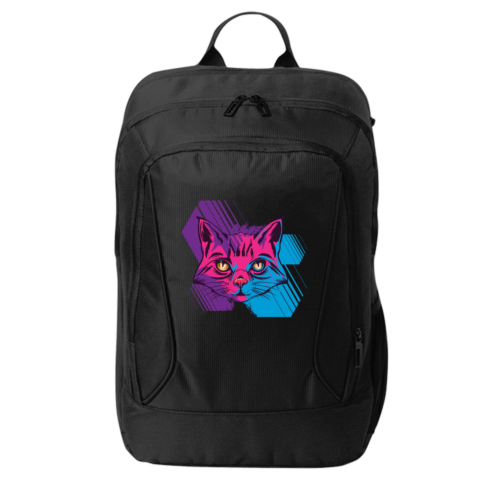 Trippy Cat Face City Backpack
