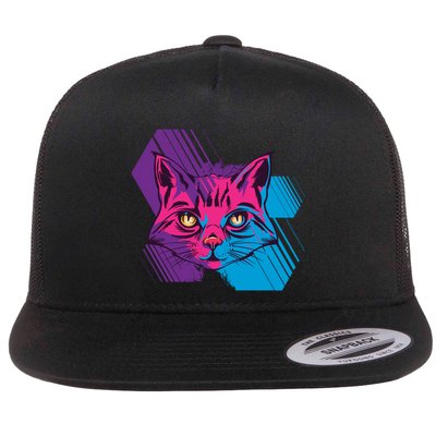 Trippy Cat Face Flatbill Hat