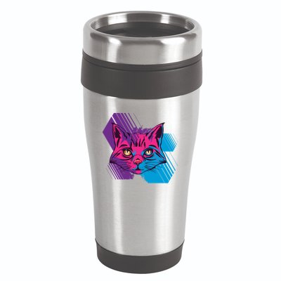 Trippy Cat Face 16oz Travel Tumbler